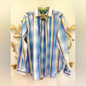 ROBERT GRAHAM BLUE VIOLET COTTON SHIRT